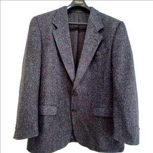Moores Lambs wool Tweed Blazer LIKE NEW Sz 44/T  Blk/aquablue/burgandy